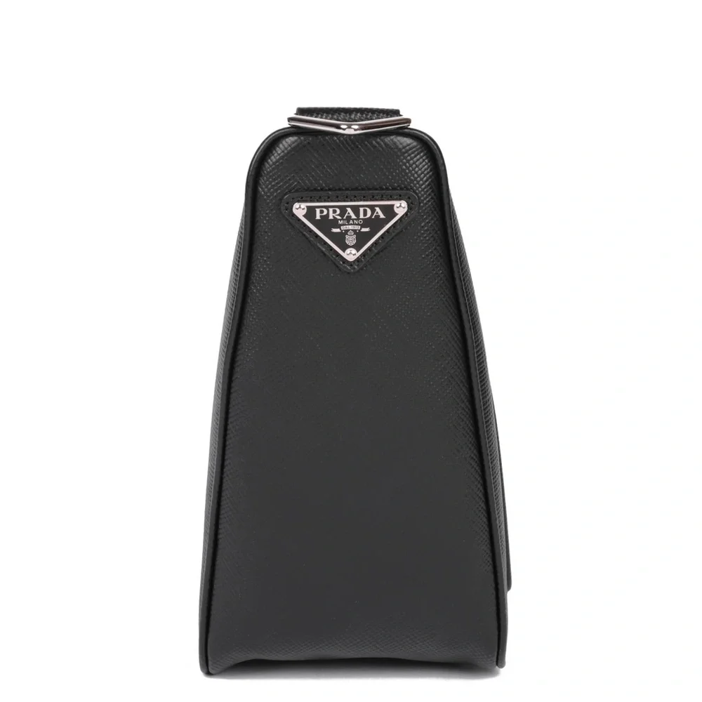 Prada SALFFIANO LEATHER TRIANGLE BAG MEDIUM - BLACK - Picture 3 of 14